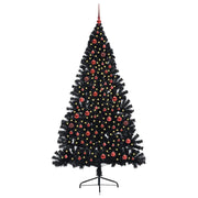 Vidaxl kunstmatig voorverlicht kerstboom met 300 led zwart 210 cm pvc - afbeelding 3