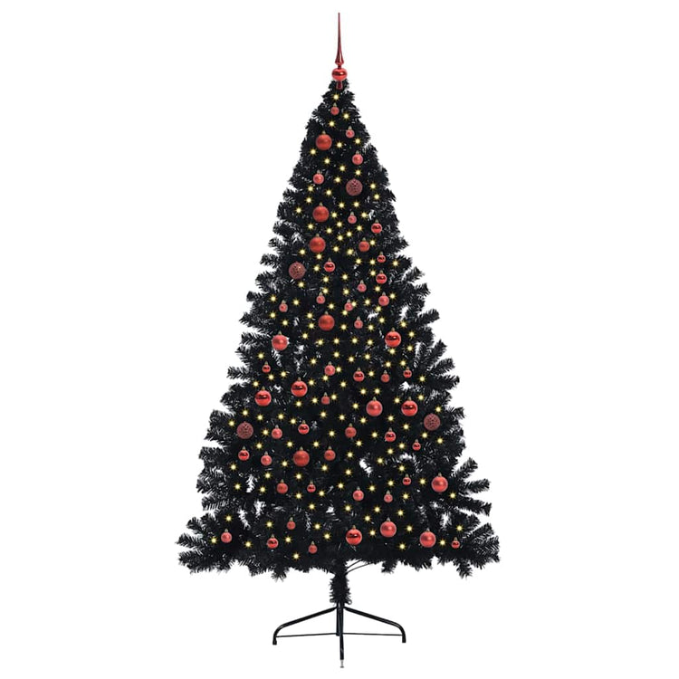 Vidaxl kunstmatig voorverlicht kerstboom met 300 led zwart 210 cm pvc