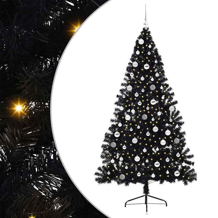 Vidaxl kunstmatig voorverlicht kerstboom met 300 led zwart 210 cm pvc