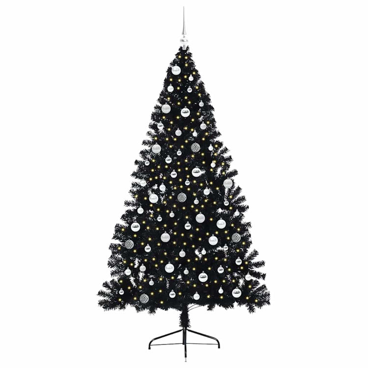 Vidaxl kunstmatig voorverlicht kerstboom met 300 led zwart 210 cm pvc
