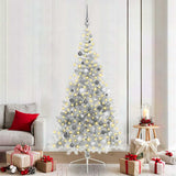 Vidaxl kunstmatig voorverlicht kerstboom met 300 led zilver 210 cm pet - afbeelding 1