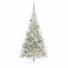 Vidaxl kunstmatig voorverlicht kerstboom met 300 led zilver 210 cm pet