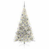 Vidaxl kunstmatig voorverlicht kerstboom met 300 led zilver 210 cm pet - afbeelding 3