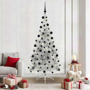 Vidaxl kunstmatig voorverlicht kerstboom met 300 led zilver 210 cm pet - afbeelding 1