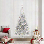 Vidaxl kunstmatig voorverlicht kerstboom met 300 led zilver 210 cm pet - afbeelding 1