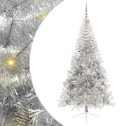 Vidaxl kunstmatig voorverlicht kerstboom met 300 led zilver 210 cm pet - afbeelding 2