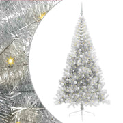 Vidaxl kunstmatig voorverlicht kerstboom met 300 led zilver 210 cm pet - afbeelding 2
