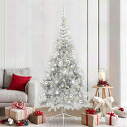 Vidaxl kunstmatig voorverlicht kerstboom met 300 led zilver 210 cm pet - afbeelding 1