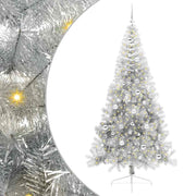 Vidaxl kunstmatig voorverlicht kerstboom met 300 led zilver 210 cm pet - afbeelding 2