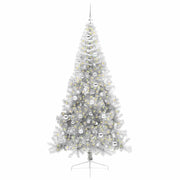 Vidaxl kunstmatig voorverlicht kerstboom met 300 led zilver 210 cm pet - afbeelding 3