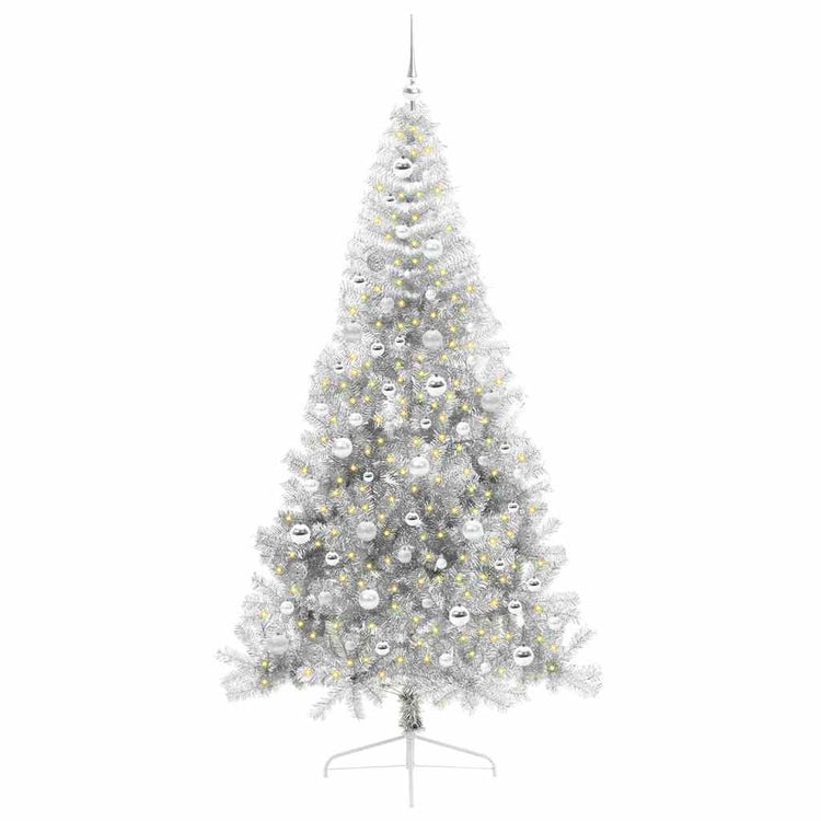 Vidaxl kunstmatig voorverlicht kerstboom met 300 led zilver 210 cm pet