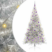 Vidaxl kunstmatig voorverlicht kerstboom met 300 led zilver 210 cm pet - afbeelding 2