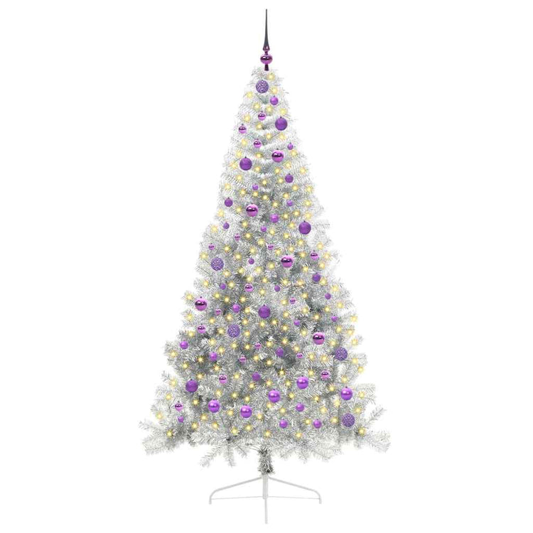 Vidaxl kunstmatig voorverlicht kerstboom met 300 led zilver 210 cm pet