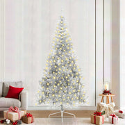 Vidaxl kunstmatig voorverlicht kerstboom met 300 led zilver 240 cm pet - afbeelding 1