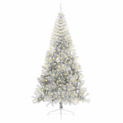 Vidaxl kunstmatig voorverlicht kerstboom met 300 led zilver 240 cm pet - afbeelding 3