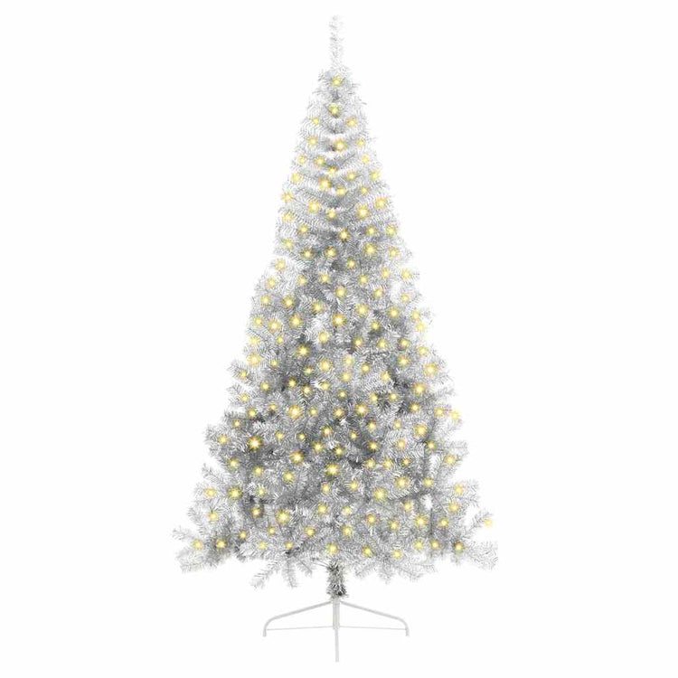 Vidaxl kunstmatig voorverlicht kerstboom met 300 led zilver 240 cm pet