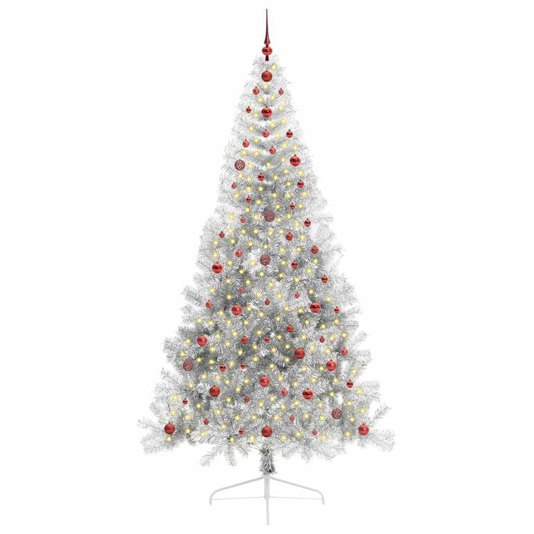 Vidaxl kunstmatig voorverlicht kerstboom met 300 led zilver 240 cm pet
