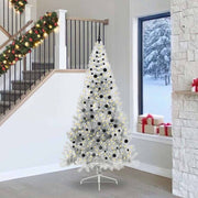 Vidaxl kunstmatig voorverlicht kerstboom met 300 led zilver 240 cm pet - afbeelding 1