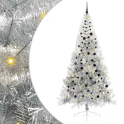 Vidaxl kunstmatig voorverlicht kerstboom met 300 led zilver 240 cm pet - afbeelding 2