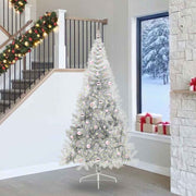 Vidaxl kunstmatig voorverlicht kerstboom met 300 led zilver 240 cm pet - afbeelding 1
