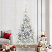 Vidaxl kunstmatig voorverlicht kerstboom met 300 led zilver 240 cm pet - afbeelding 1