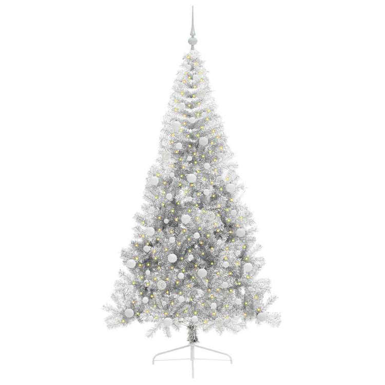 Vidaxl kunstmatig voorverlicht kerstboom met 300 led zilver 240 cm pet