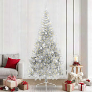 Vidaxl kunstmatig voorverlicht kerstboom met 300 led zilver 240 cm pet - afbeelding 1