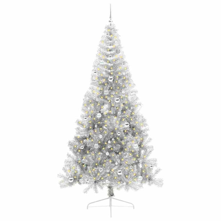Vidaxl kunstmatig voorverlicht kerstboom met 300 led zilver 240 cm pet