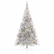 Vidaxl kunstmatig voorverlicht kerstboom met 300 led zilver 240 cm pet - afbeelding 3