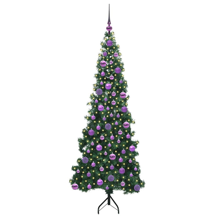 Vidaxl hoek kunstkerstboom met 300 led groen 180 cm pvc en metaal