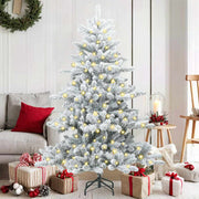 Vidaxl kunstmatige inklapbare kerstboom wit 150 cm pvc en staal - afbeelding 1