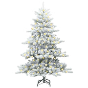 Vidaxl kunstmatige inklapbare kerstboom wit 150 cm pvc en staal - afbeelding 3