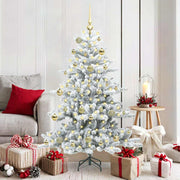 Vidaxl kunstmatige inklapbare kerstboom wit 150 cm pvc en staal - afbeelding 1