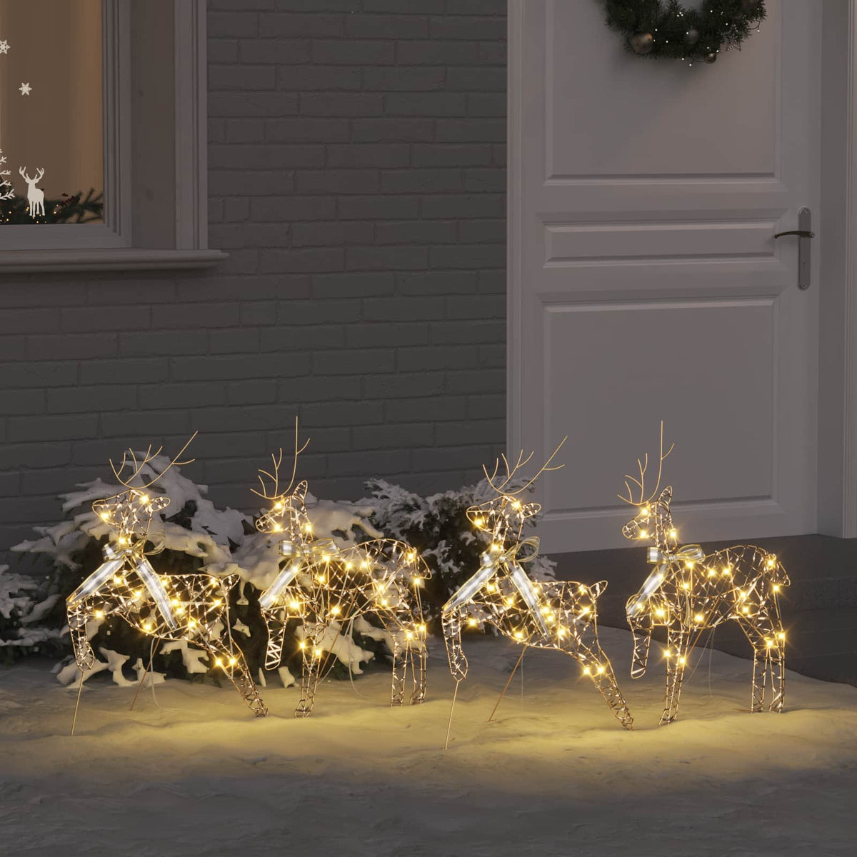 Vidaxl led rendieren 4 st 80 led's goud 44 x 18 x 65,5 cm pet