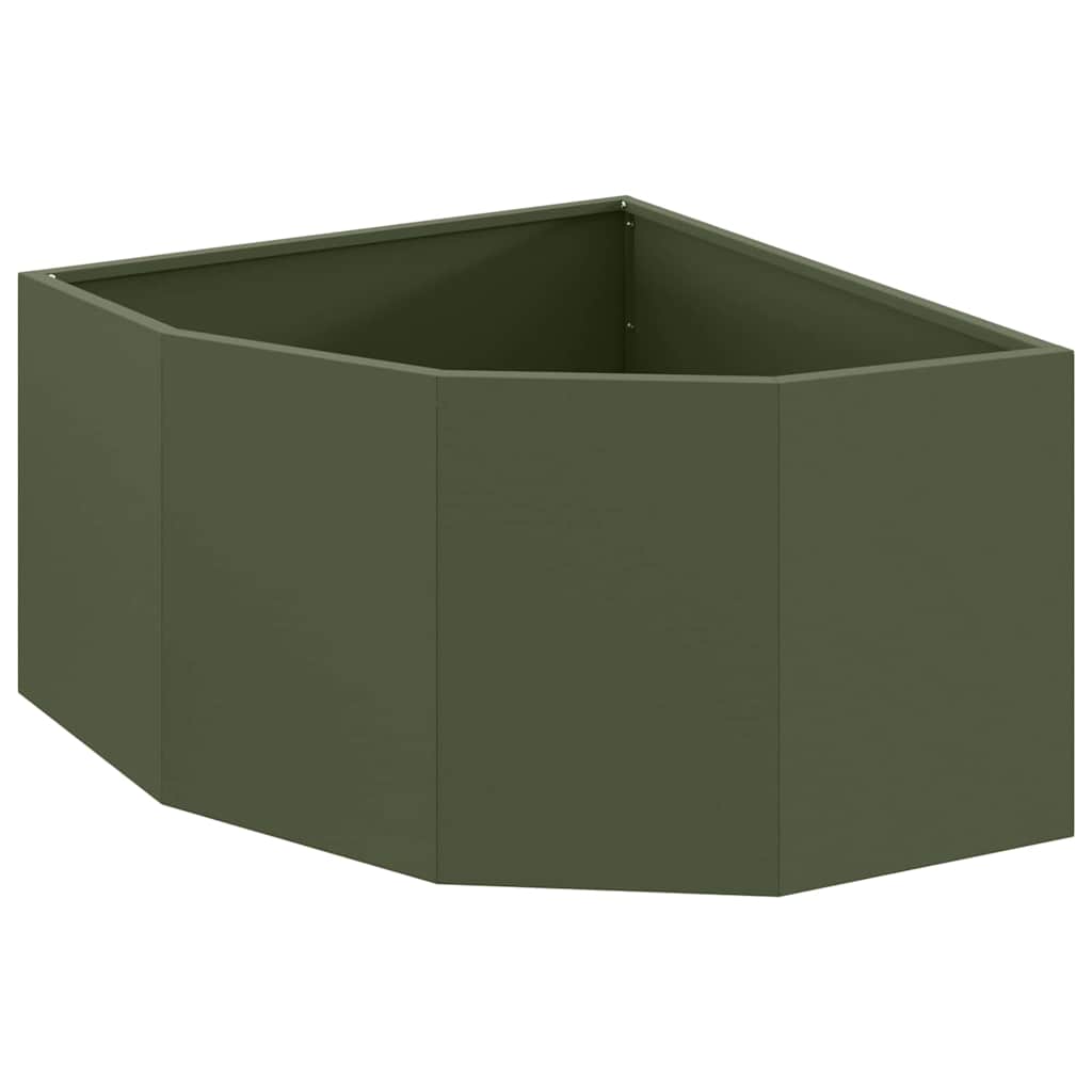 Vidaxl hoek plantbak olijfgroen 60 x 60 x 35 cm staal