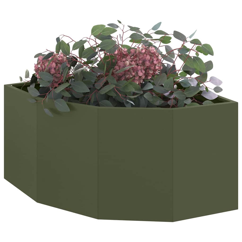 Vidaxl hoek plantbak olijfgroen 60 x 60 x 35 cm staal