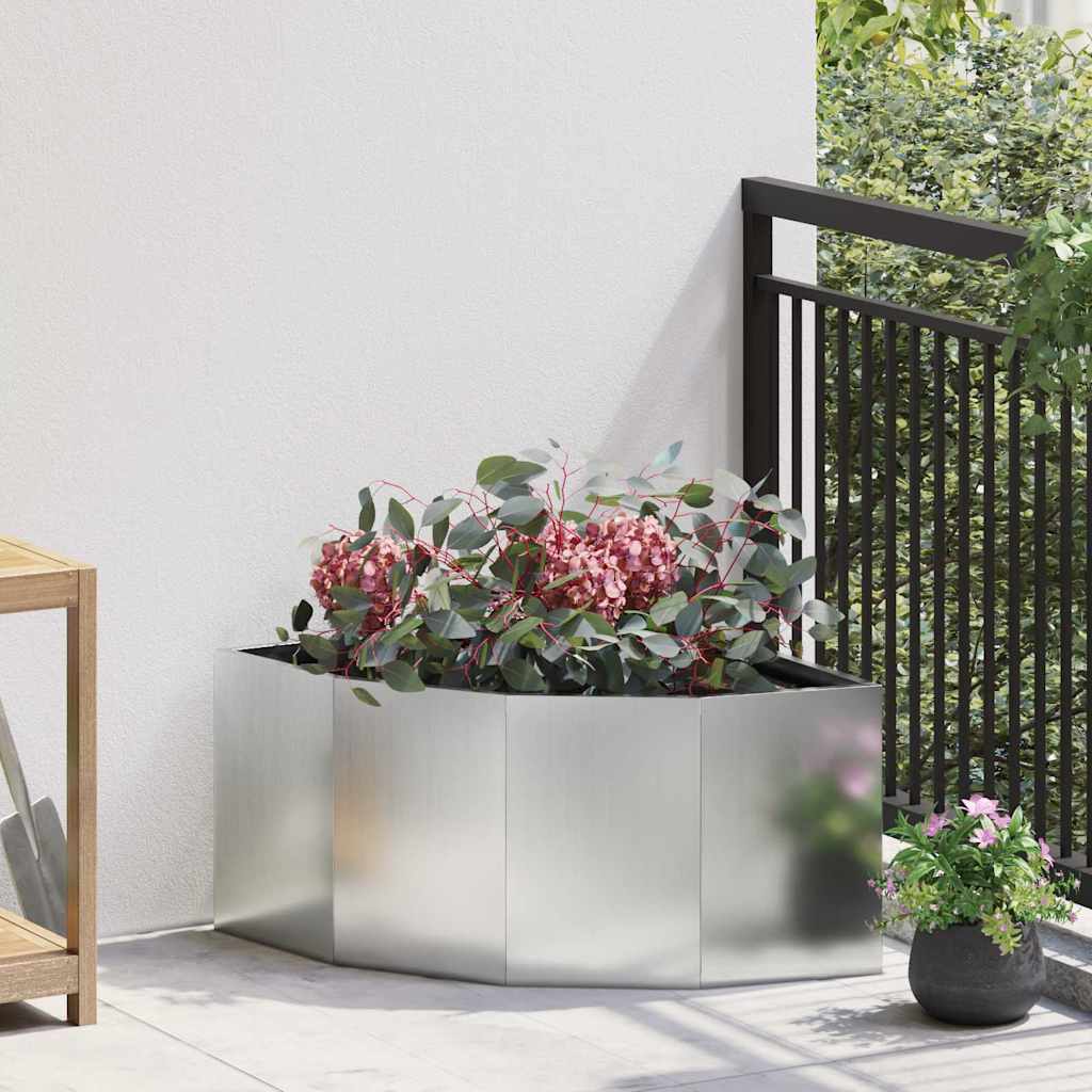 Vidaxl hoek plantbak zilver 60 x 60 x 35 cm verzinkt staal