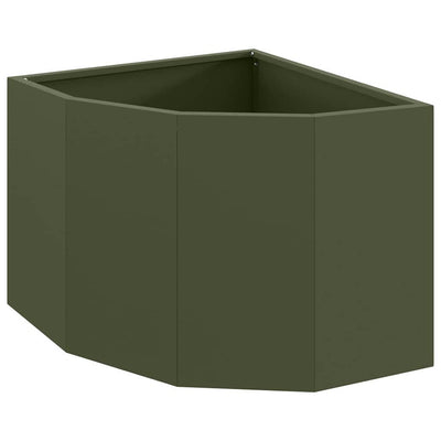 Vidaxl hoek plantbak olijfgroen 45 x 45 x 35 cm staal
