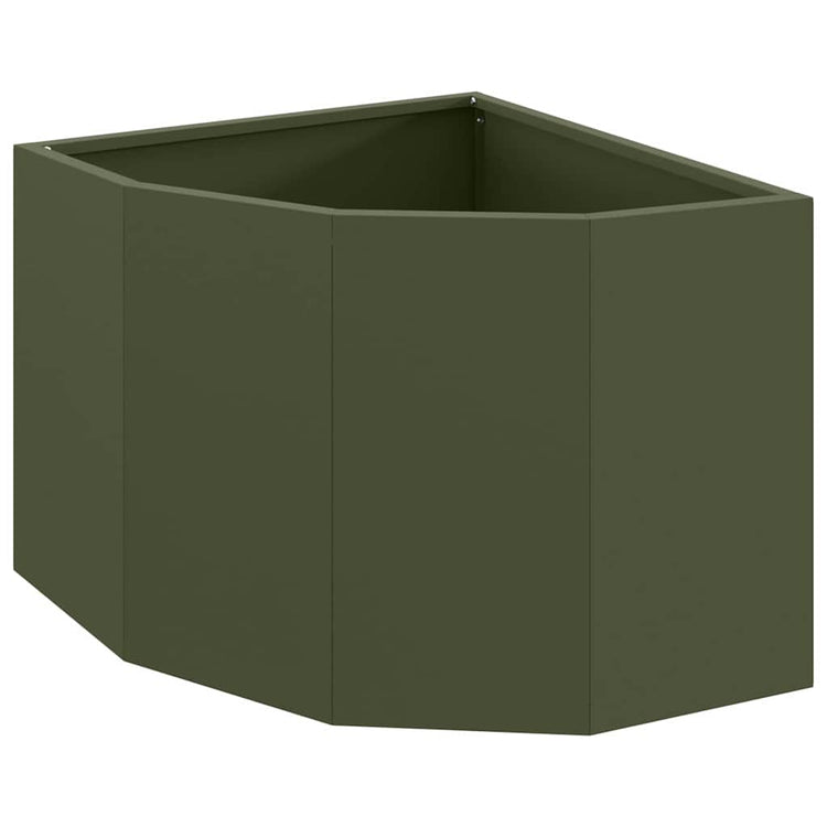 Vidaxl hoek plantbak olijfgroen 45 x 45 x 35 cm staal