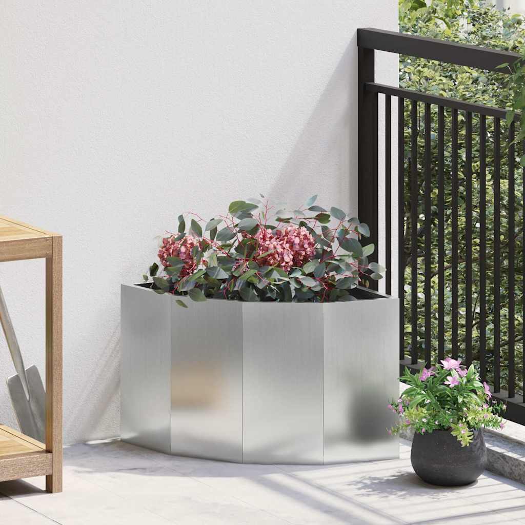 Vidaxl hoek plantbak zilver 45 x 45 x 35 cm verzinkt staal