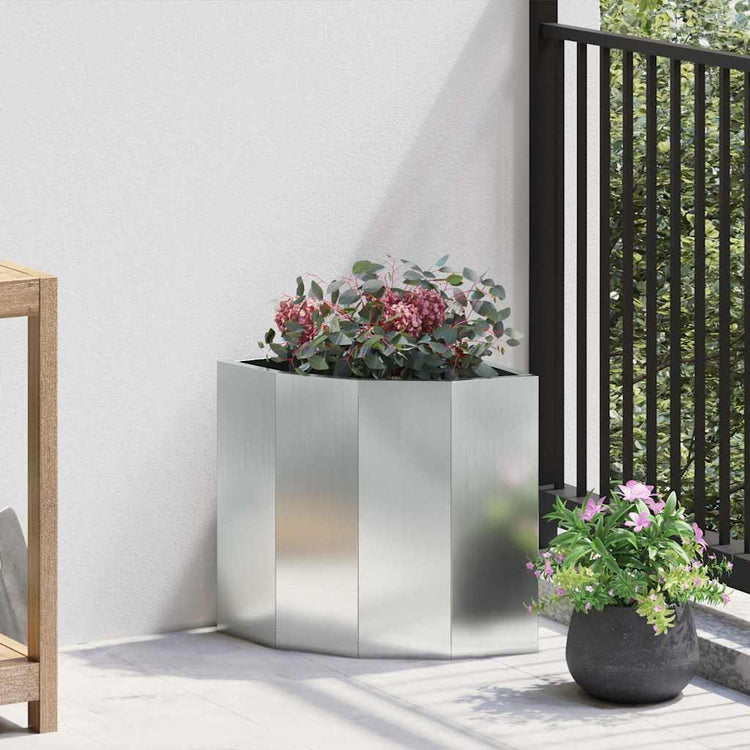 Vidaxl hoek plantbak zilver 30 x 30 x 35 cm verzinkt staal