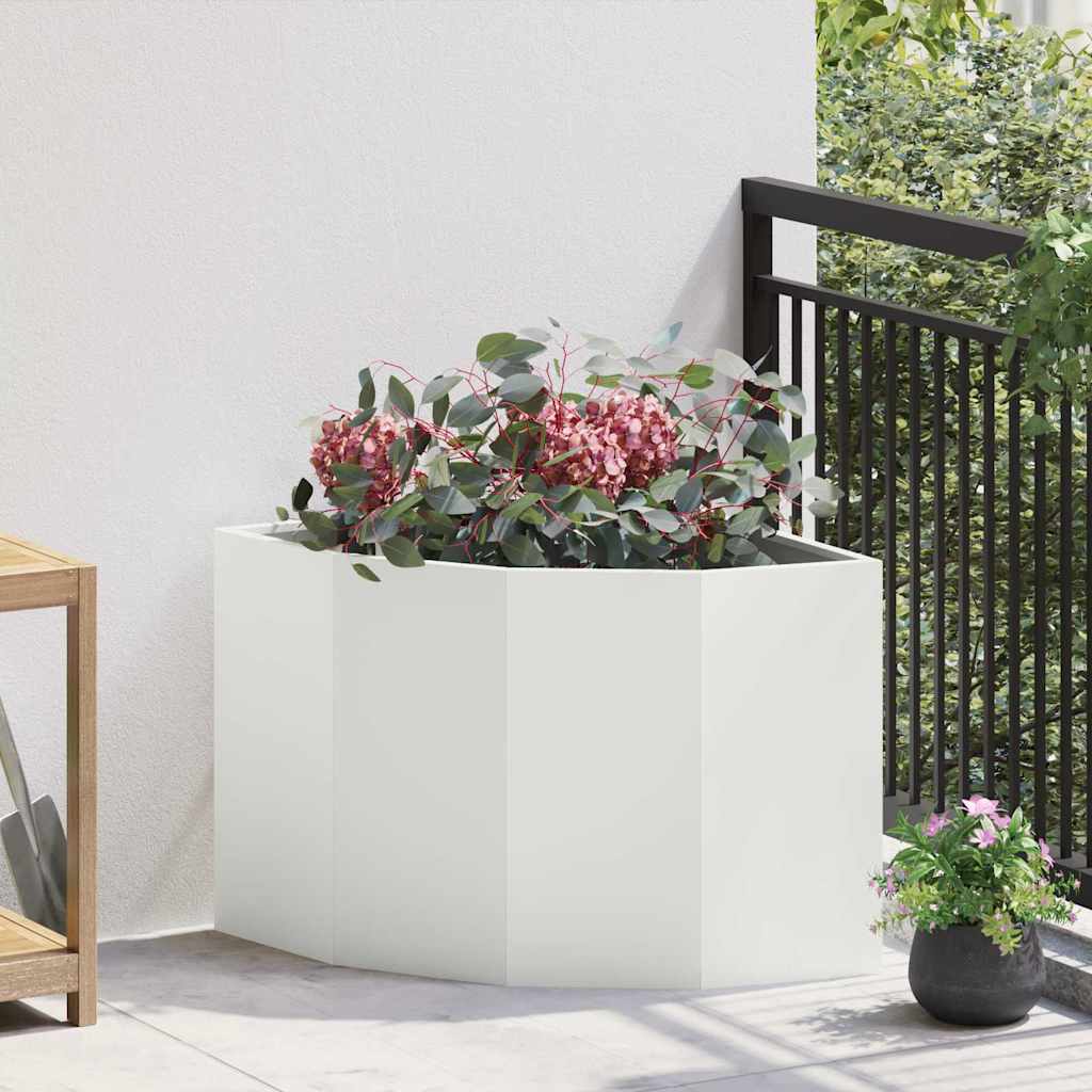 Vidaxl hoek plantbak wit 60 x 60 x 50 cm staal