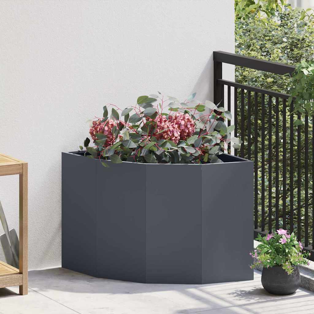 Vidaxl hoek plantbak antraciet 60 x 60 x 50 cm staal