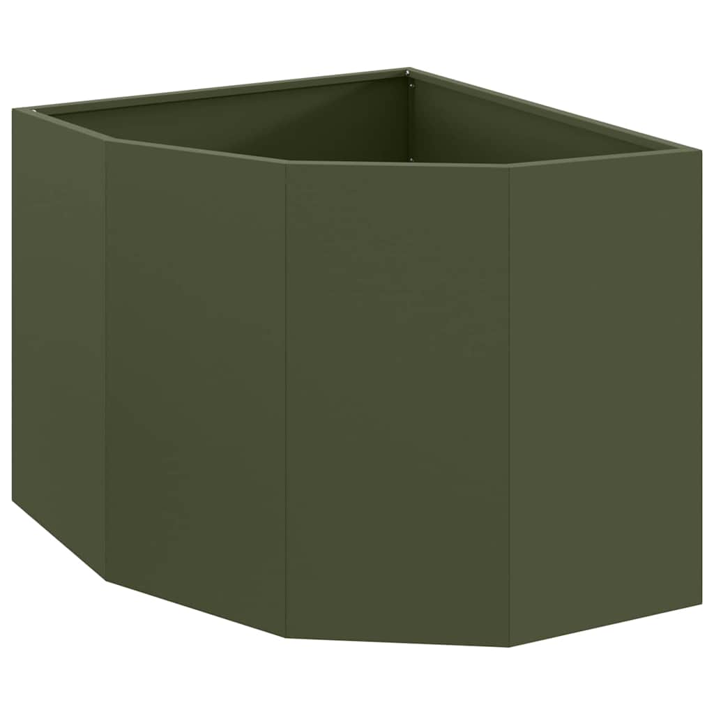 Vidaxl hoek plantbak olijfgroen 60 x 60 x 50 cm staal