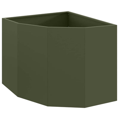 Vidaxl hoek plantbak olijfgroen 60 x 60 x 50 cm staal