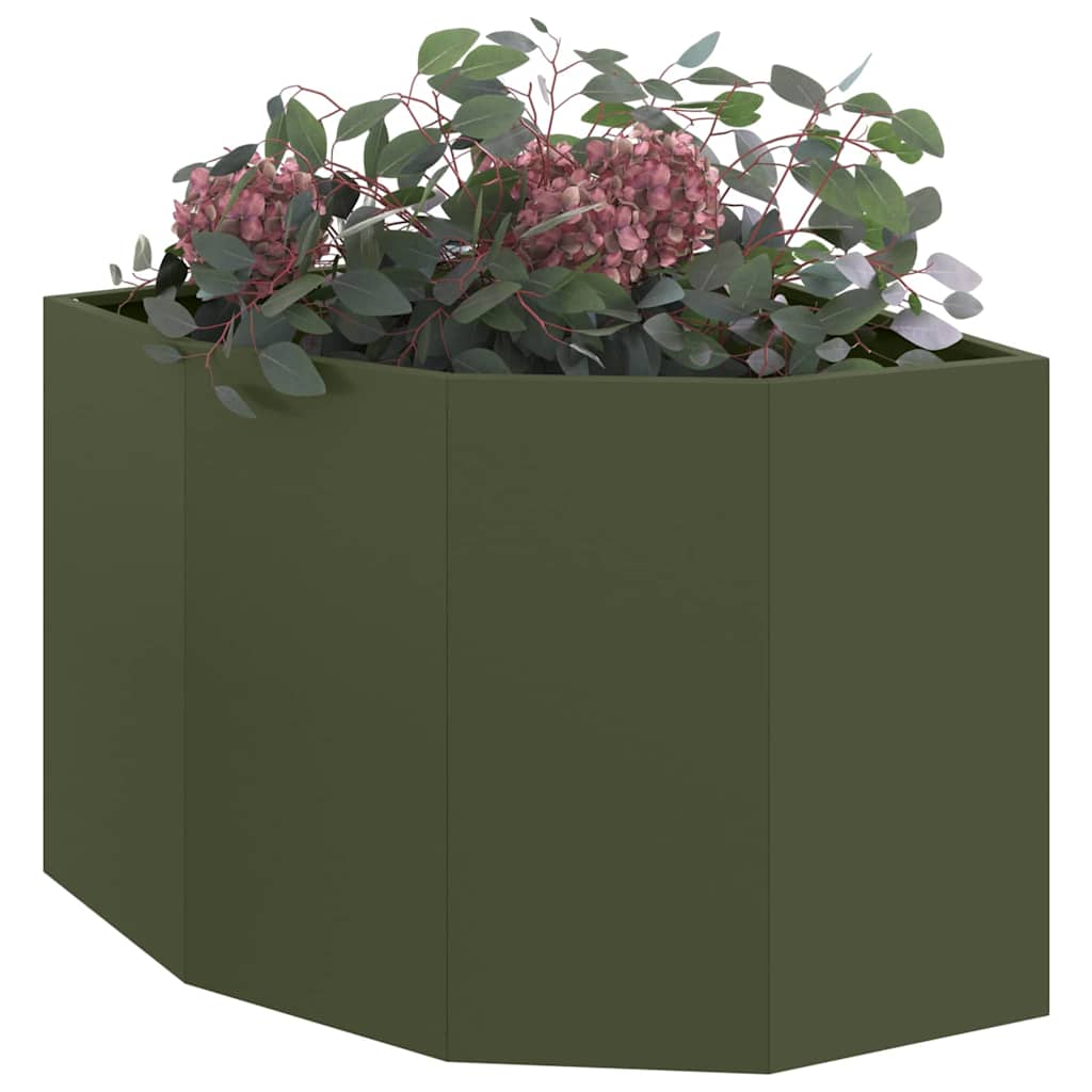 Vidaxl hoek plantbak olijfgroen 60 x 60 x 50 cm staal