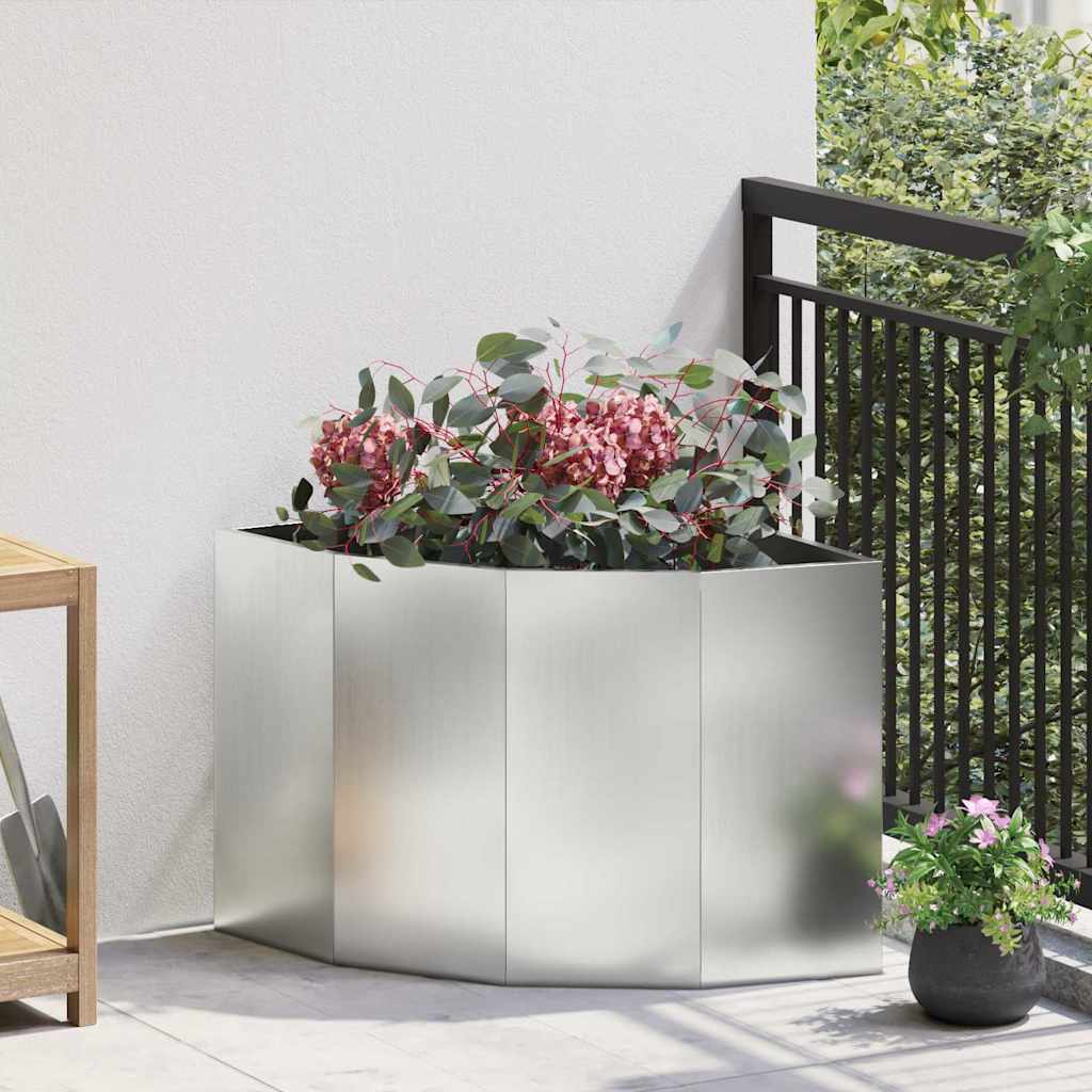 Vidaxl hoek plantbak zilver 60 x 60 x 50 cm verzinkt staal