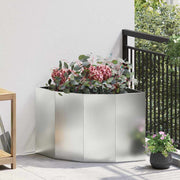 Vidaxl hoek plantbak zilver 60 x 60 x 50 cm verzinkt staal - afbeelding 1