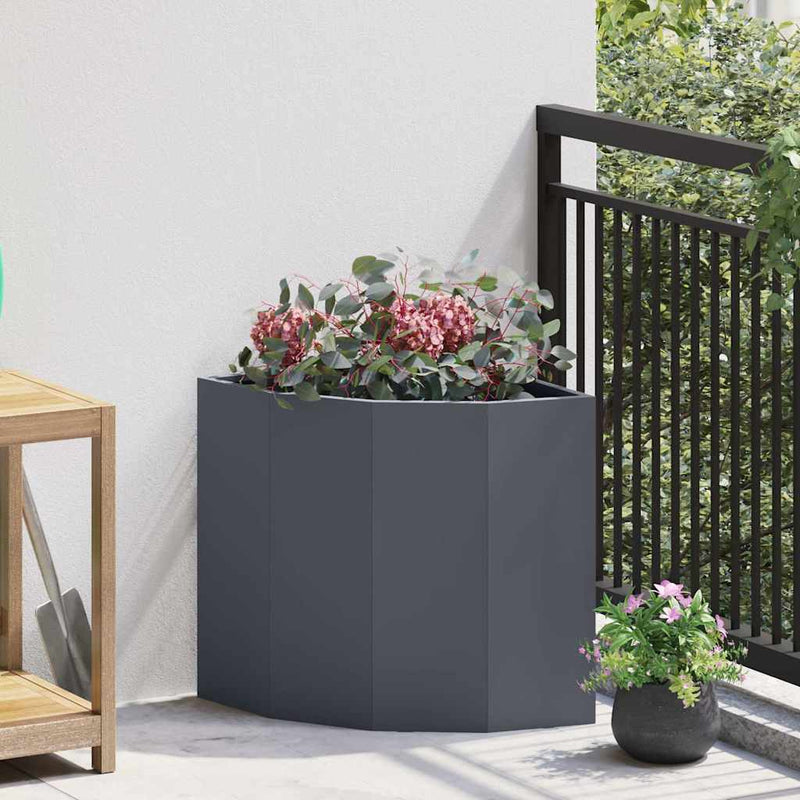 Vidaxl hoek plantbak antraciet 45 x 45 x 50 cm staal