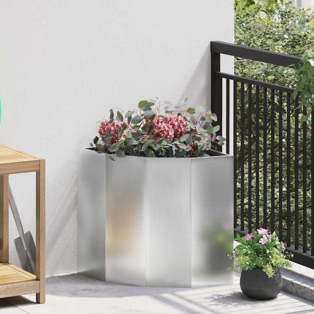 Vidaxl hoek plantbak zilver 45 x 45 x 50 cm verzinkt staal
